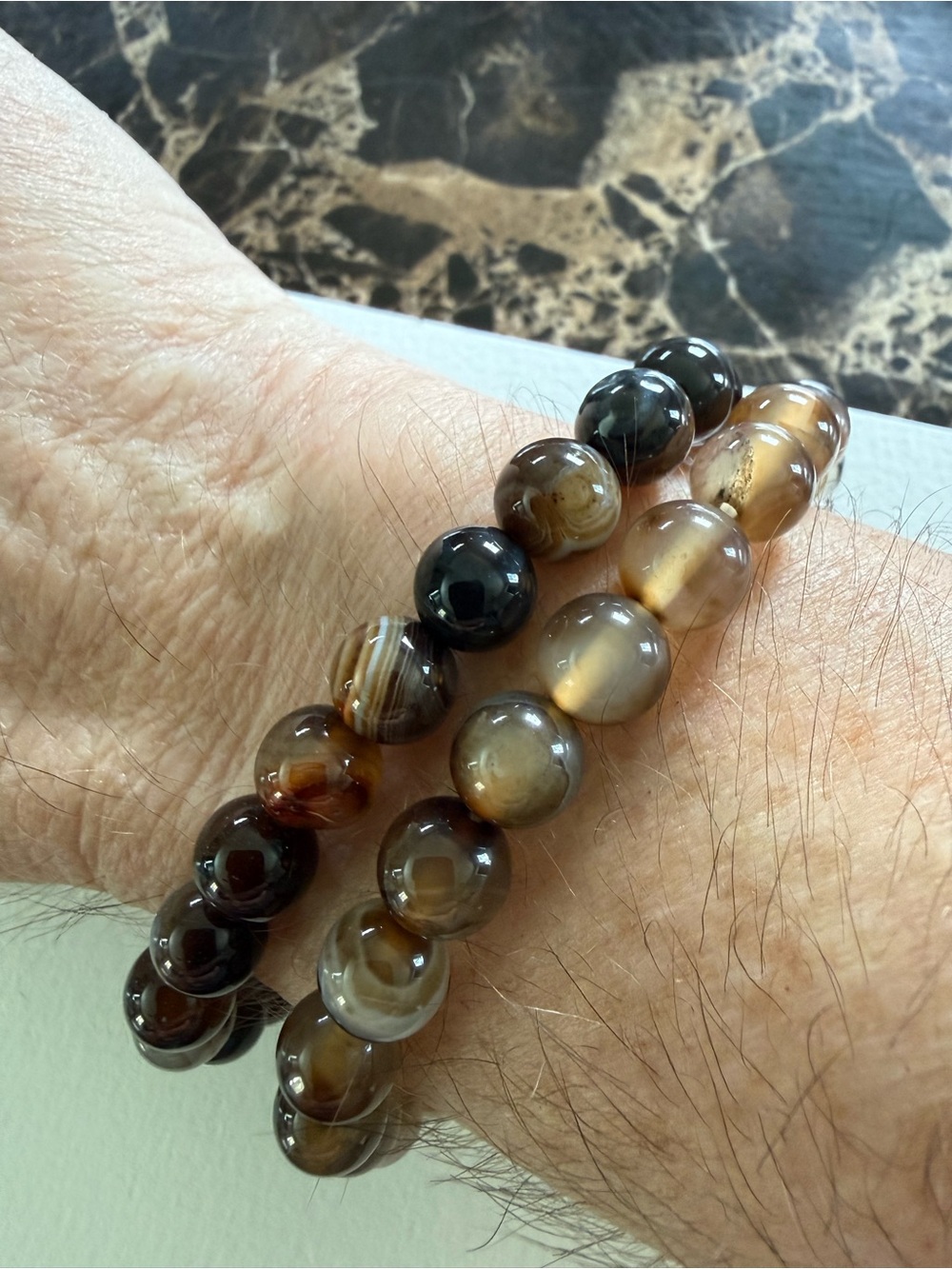 Set of 2 Agate Stretch Bracelets - Picture 2 of 4